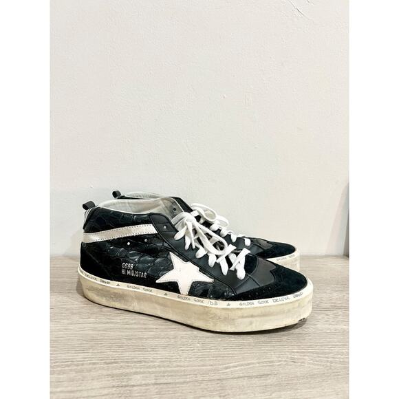 Golden Goose Deluxe Brand w/Alligator Skin Mid Top Sneakers Black & White EU 40 - Picture 3 of 6